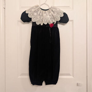 Vintage Jayne Copeland Girl's Black White Lace Jumpsuit Whimsigoth Holiday 4t